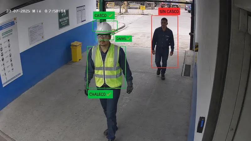 Uso de EPP — detección automática en cámara de seguridad