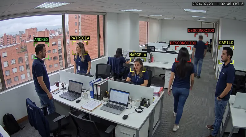 Reconocimiento facial — detección automática en cámara de seguridad